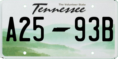 TN license plate A2593B