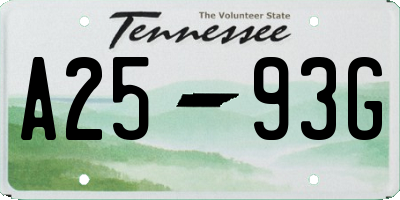 TN license plate A2593G