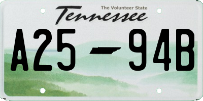 TN license plate A2594B