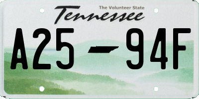 TN license plate A2594F