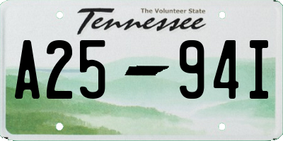 TN license plate A2594I