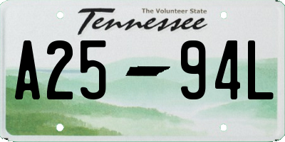 TN license plate A2594L