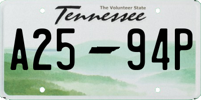 TN license plate A2594P