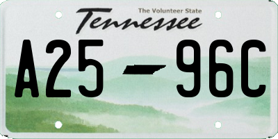 TN license plate A2596C