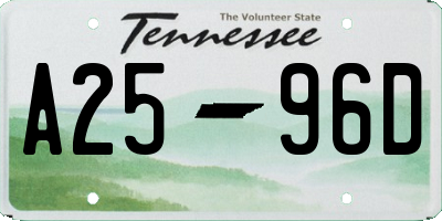 TN license plate A2596D