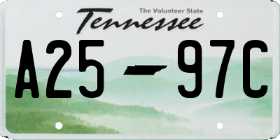 TN license plate A2597C