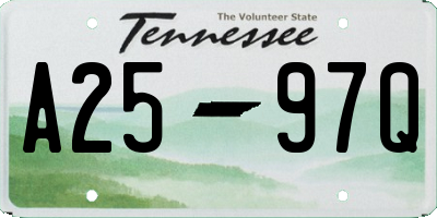 TN license plate A2597Q