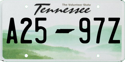TN license plate A2597Z