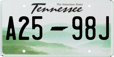 TN license plate A2598J
