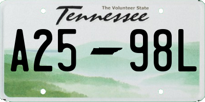 TN license plate A2598L