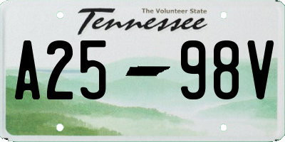TN license plate A2598V