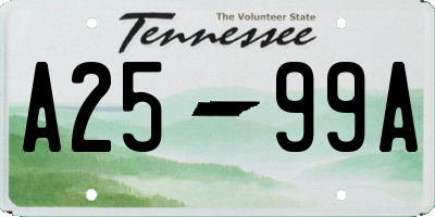 TN license plate A2599A
