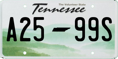 TN license plate A2599S