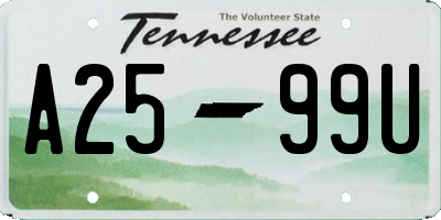 TN license plate A2599U