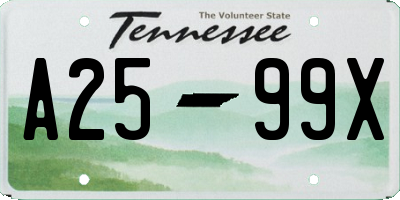 TN license plate A2599X