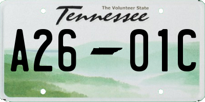 TN license plate A2601C