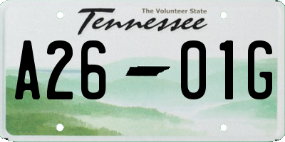 TN license plate A2601G