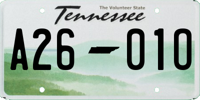 TN license plate A2601O