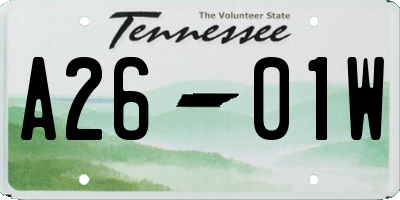 TN license plate A2601W