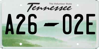 TN license plate A2602E