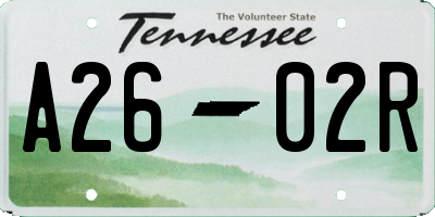 TN license plate A2602R