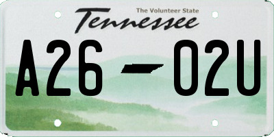 TN license plate A2602U