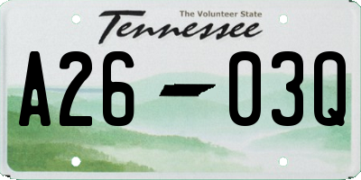 TN license plate A2603Q