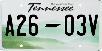 TN license plate A2603V