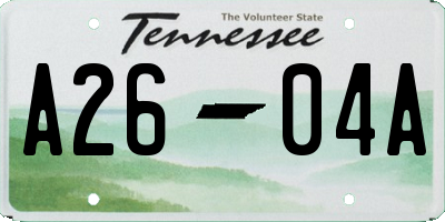 TN license plate A2604A