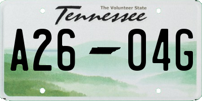 TN license plate A2604G
