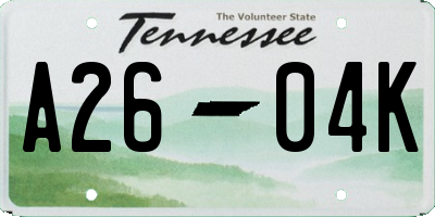 TN license plate A2604K