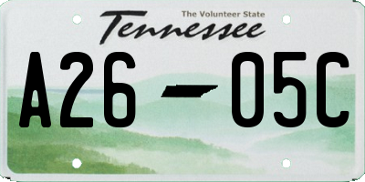 TN license plate A2605C