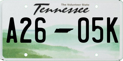 TN license plate A2605K