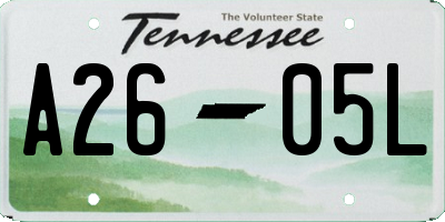 TN license plate A2605L