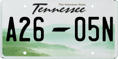 TN license plate A2605N