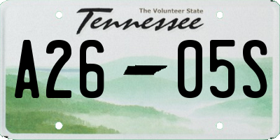 TN license plate A2605S
