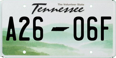 TN license plate A2606F