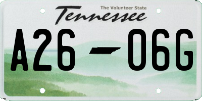 TN license plate A2606G