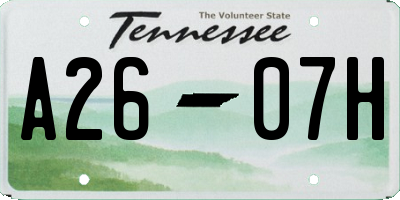 TN license plate A2607H