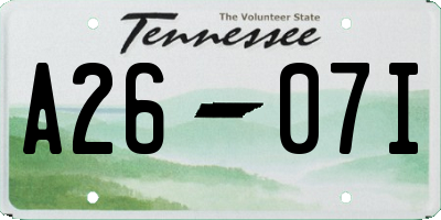 TN license plate A2607I