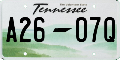 TN license plate A2607Q