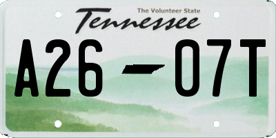 TN license plate A2607T