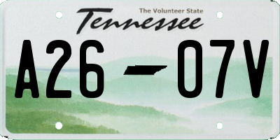 TN license plate A2607V