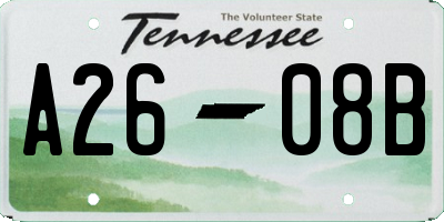 TN license plate A2608B