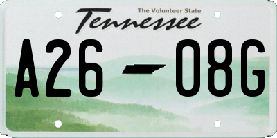 TN license plate A2608G