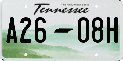 TN license plate A2608H