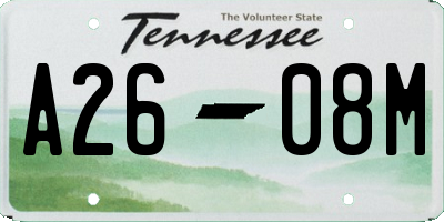 TN license plate A2608M