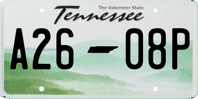 TN license plate A2608P