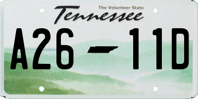 TN license plate A2611D