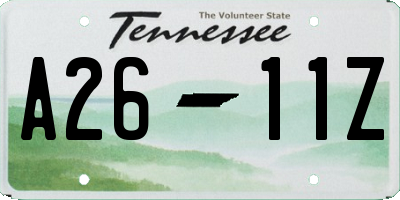 TN license plate A2611Z